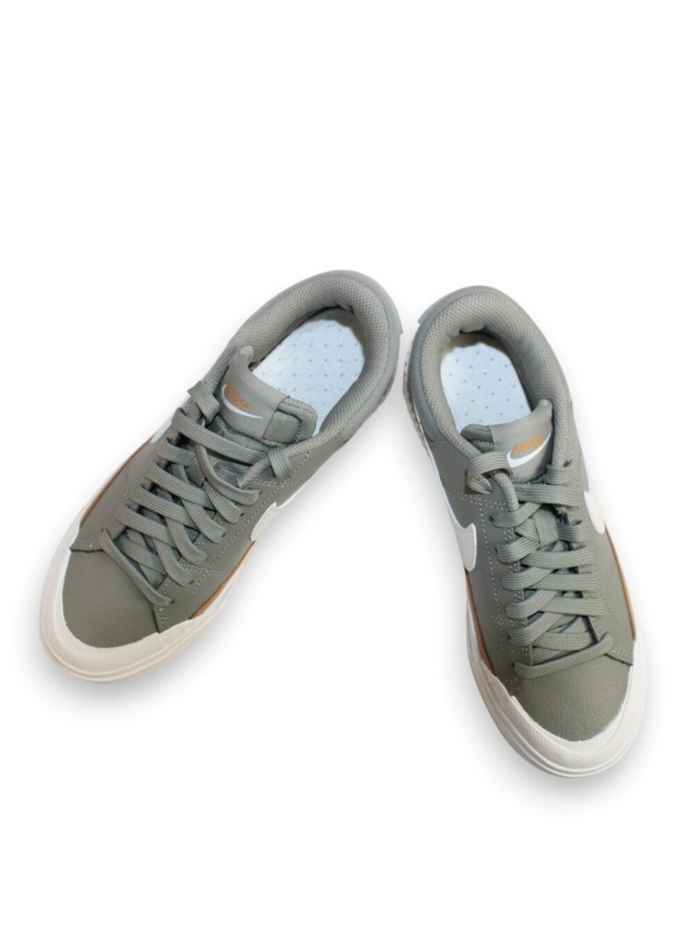 Nike Court Legacy Lift Finish Line Dusty Olive Platform Casual Lace-Up Sneakers - Picture 8 of 11